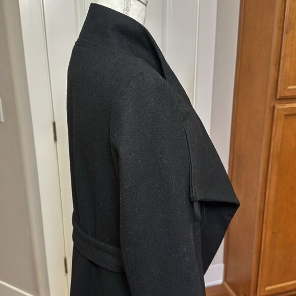 KENNETH COLE COAT ASYMMETRICAL BELTED WOOL MAXI LINED BLACK STRUCTURED LNC SZ 8 - Picture 10 of 16
